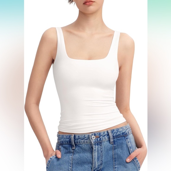 pumiey Tops - PUMIEY Women's Square Neck Buttery Soft Double Lined Tank Top New